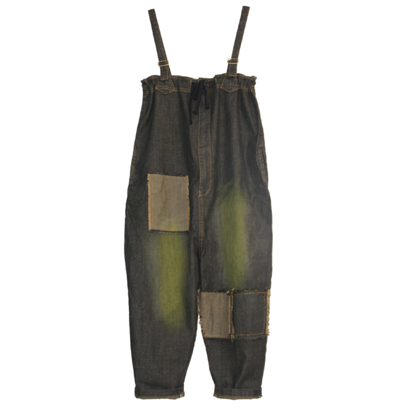 

Embroidery do old hole haroun pants elastic waist, Jet black