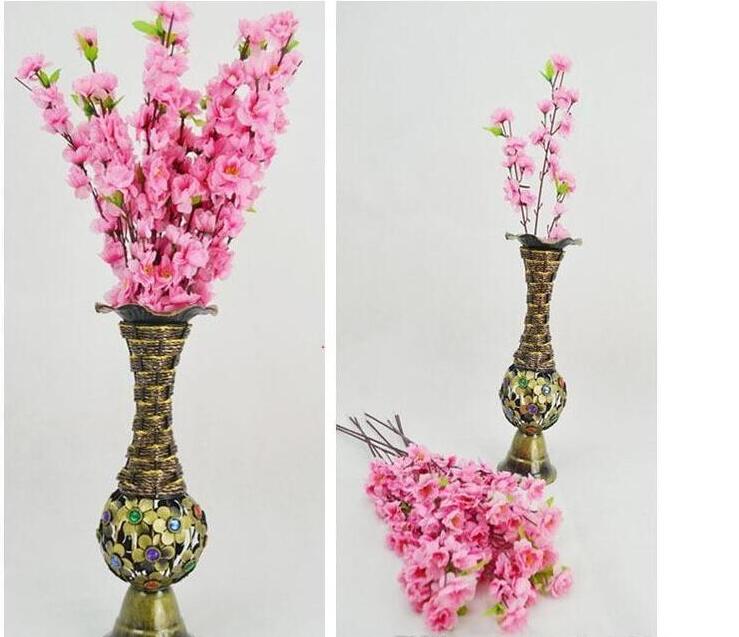 Simulated peach blossom Home Decor 60CM/24inch Artificial Branches Of Peach Cherry Blossom Silk Flowers Home Wedding Decoration Flower-image-485339556
