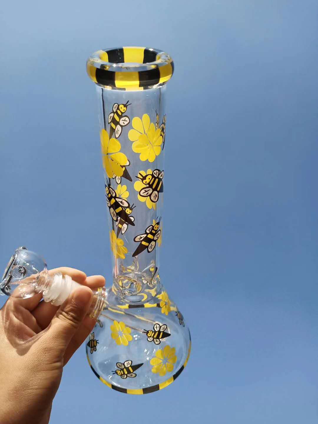 

Bee 2020 Glass Bongs Beaker Base Bong smoking Water Pipes Downstem Perc Bubbler Water Bongs Hookahs With 18mm Bowl