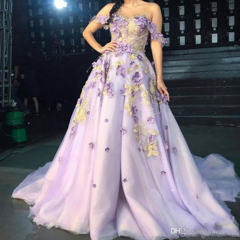 

2020 A Line Off Shoulder Prom Dresses 3D Appliques Lace Evening Party Wear Plus Size Formal Maxi Gown, Brown