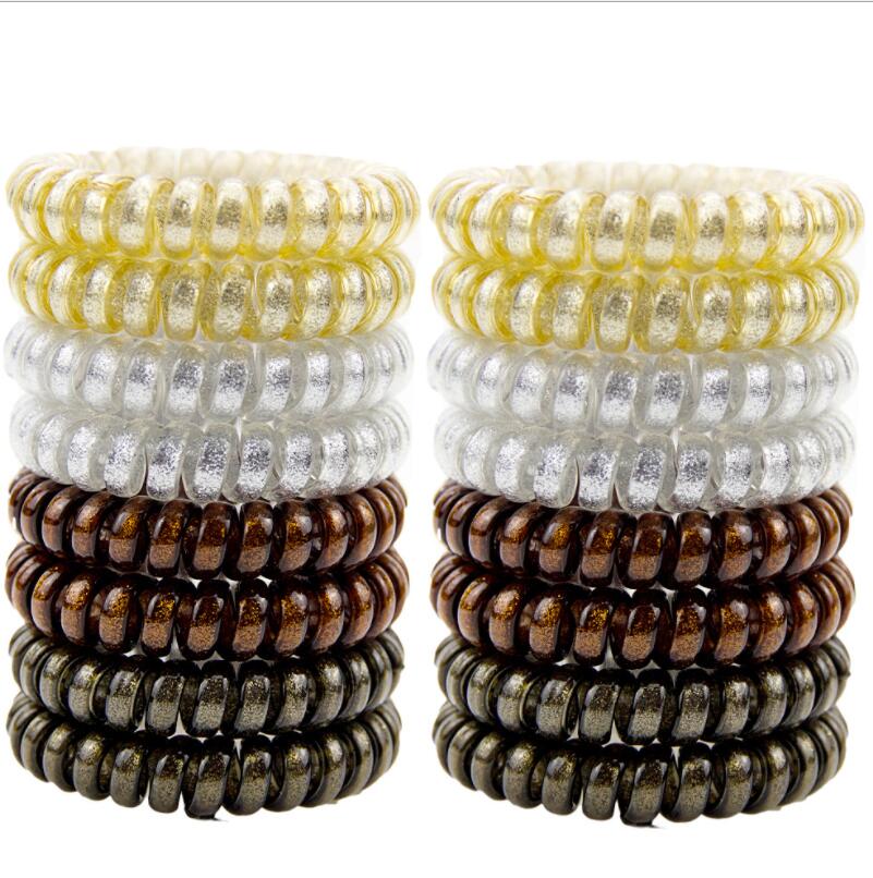 

Metal four-colour bright silver telephone wire hairpin simple telephone rope headdress the best for girls and women, Mix