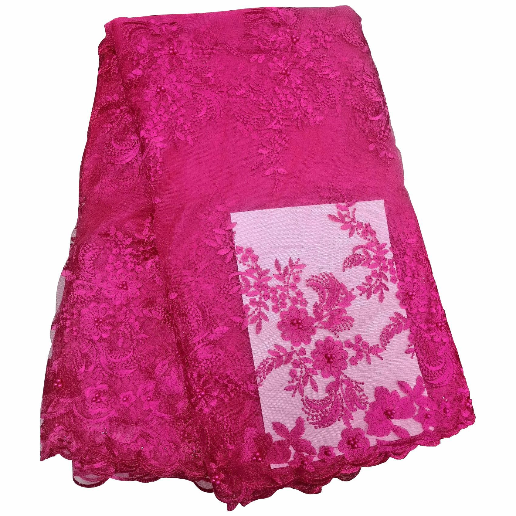 

African Fuchsia Laces Fabrics Embroidered Nigerian 3D French Cord Lace Fabric Beaded High-quality African French Net Lace Fabric BF0005, Black;white