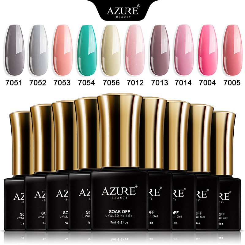 

Beauty 10Pcs/Lot Nude Color Series UV Hybrid Nail Varnish Polish Set Sparkly Led Nail Gel Varnish Soak Off Polish