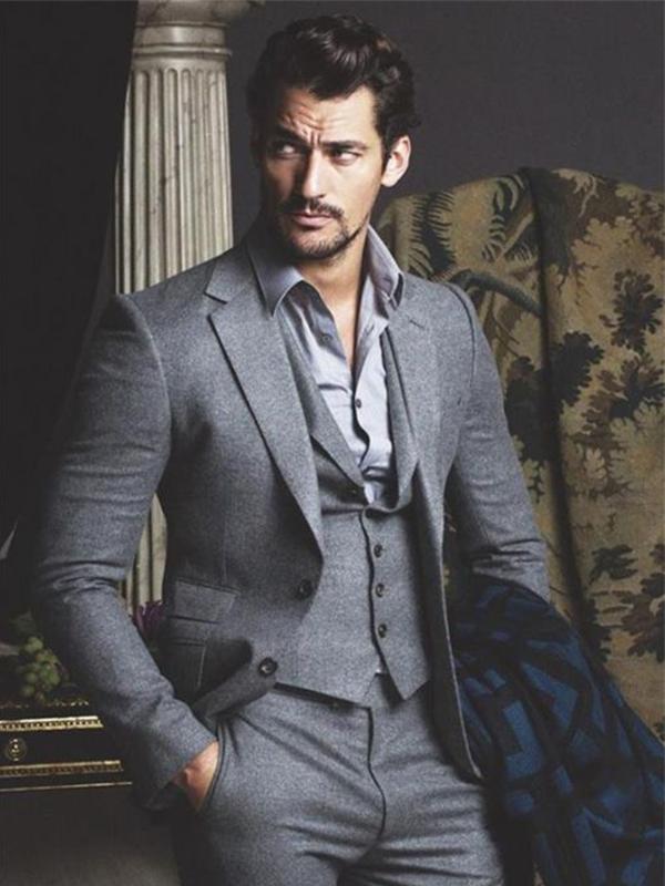 

ANNIEBRITNEY Grey 3 Piece Slim Fit Men Fashion Suit Cutsom Groom Wedding Tuxedo Prom Wedding Tailor Made Men Suit With Pants