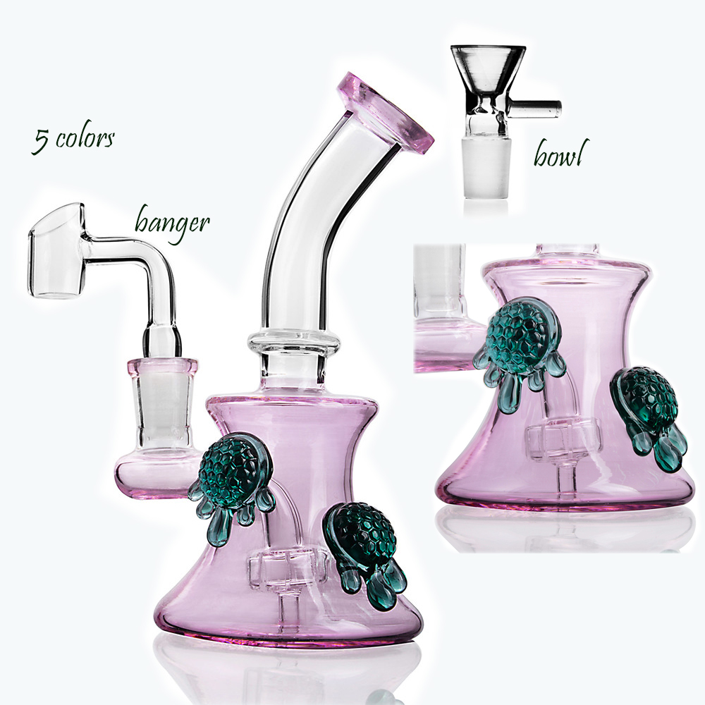 

7 inchs Tall Hookahs Colorful Glass Bongs Concentrate dab rigs diffused showerhead perc Beaker Bong Water Pipe with 14 mm joint IN STOCK
