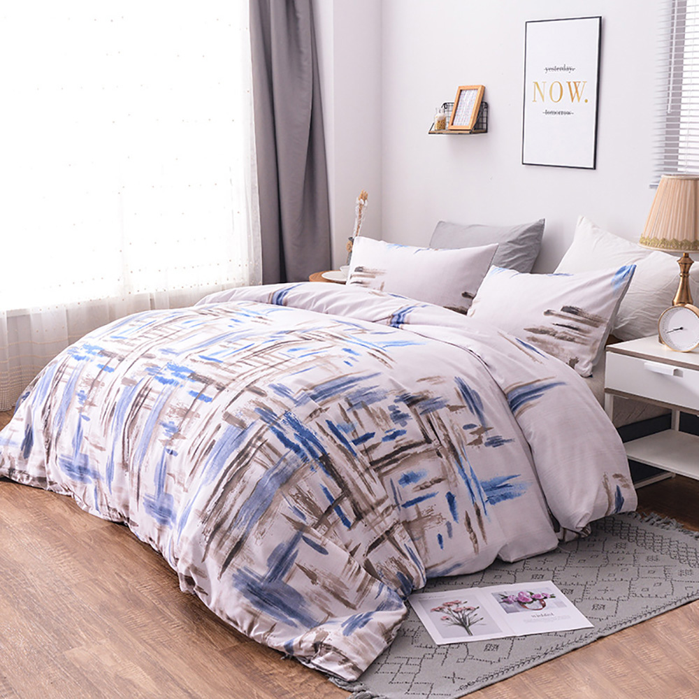 

Lychee Abstract Striped Bedding Set Modern Polyester Duvet Cover Set 2-3pcs Home Bed Linings Family Bed Sets, As photo