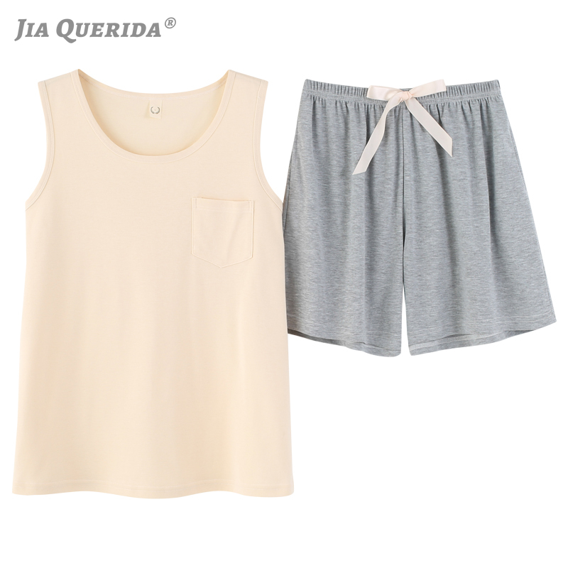 

Pijamas Women Summer Loungewear Sleeveless Top + Short Pants Women's 2 Pieces Home Clothing Fashion Sleepwear for Students Girls, 1854