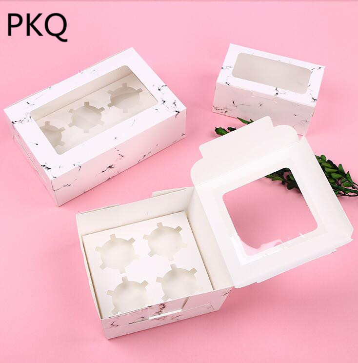 

10pcs White Cupcake box Bakery Case kraft Paper window box For Muffin Wedding Party cupcake Container white Cake boxes Packaging