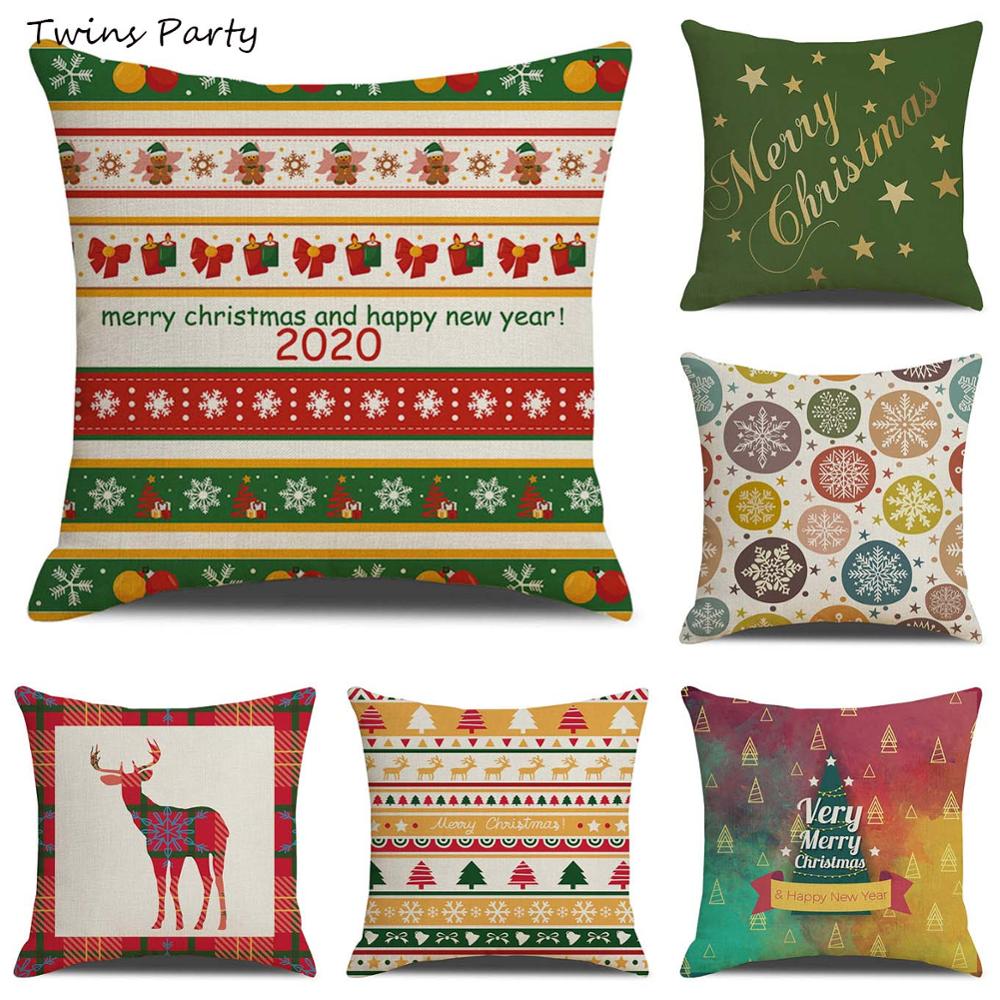 

Twins 45*45cm Christmas New Year's Pillow Cover Christmas Santa Claus Cushion Cover Decorative Pillows For Sofa Seat