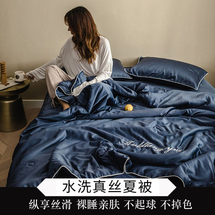 

4PCS Sets Summer Air Conditioning Comforter Blanket Washable Ice Silk Quilt Blanket 100% Silk Comforter Comfortable Quilt Duvet, White