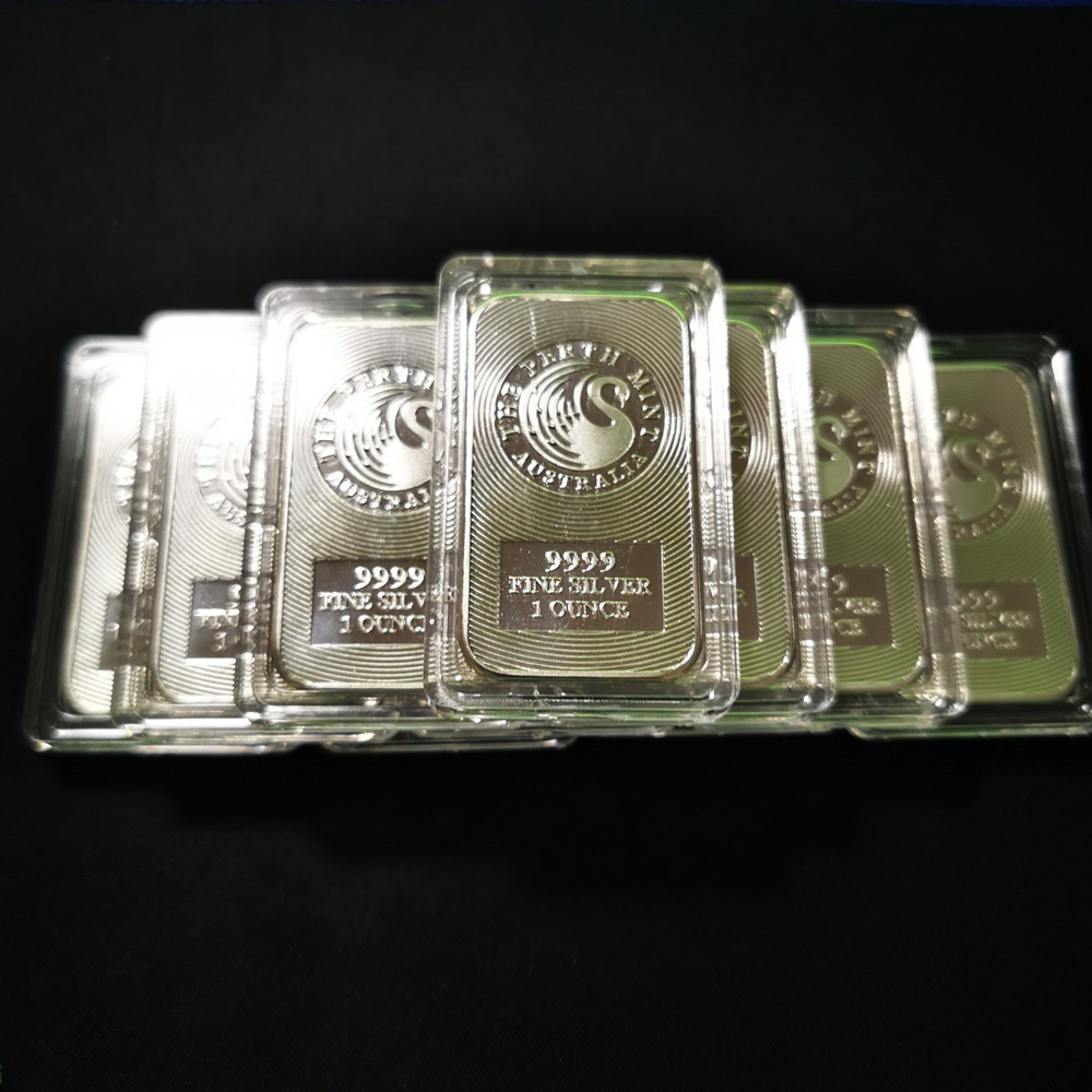 

Wholesale 5PCS/lot Free shipping 1 oz Perth Mint silver Bar (Non-magnetic