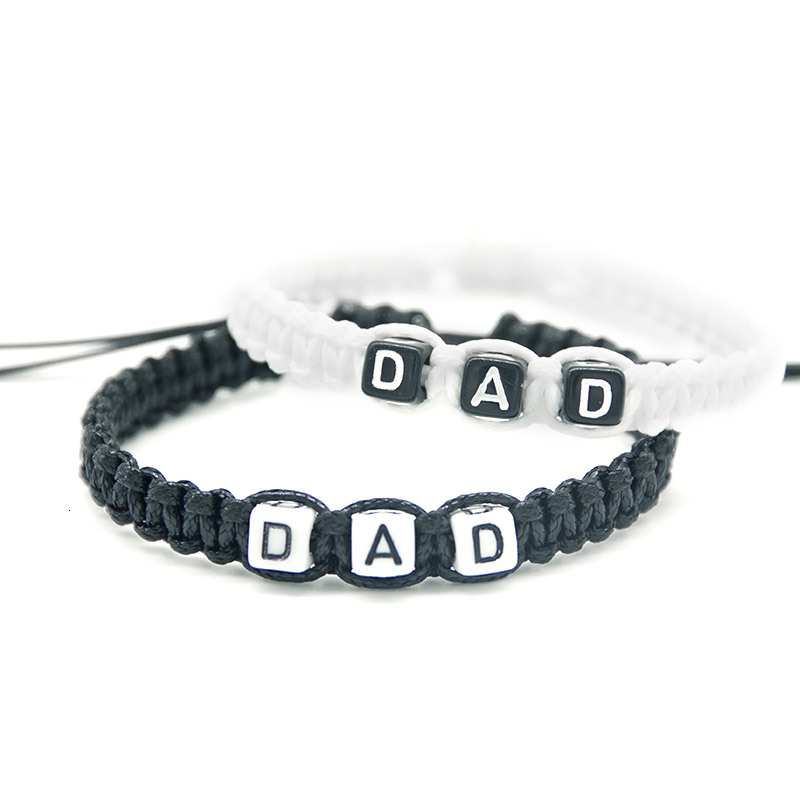 

1pcs Handmade Dad Charm Bracelets Father Infinity Adjust Size Baby Shower New Daddy Men's Beaded Jewelry Decorative Gifts