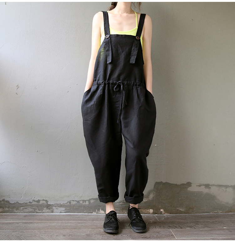 

Black With Embroidery Harlan Elastic Waist Big Yards Long Leisure Trousers, Jet black