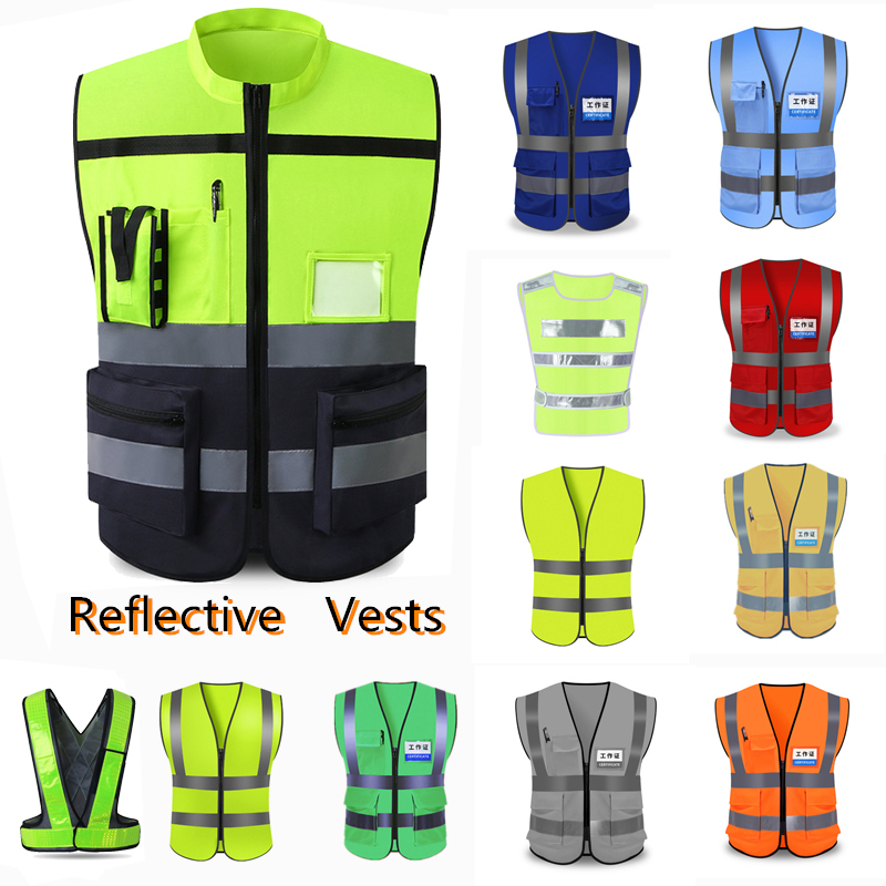 

Unisex High Visibility Reflective Safety Vest Traffic Warning Waistcoat Construction Protect Clothing Sanitation Utility Workwea wholesale