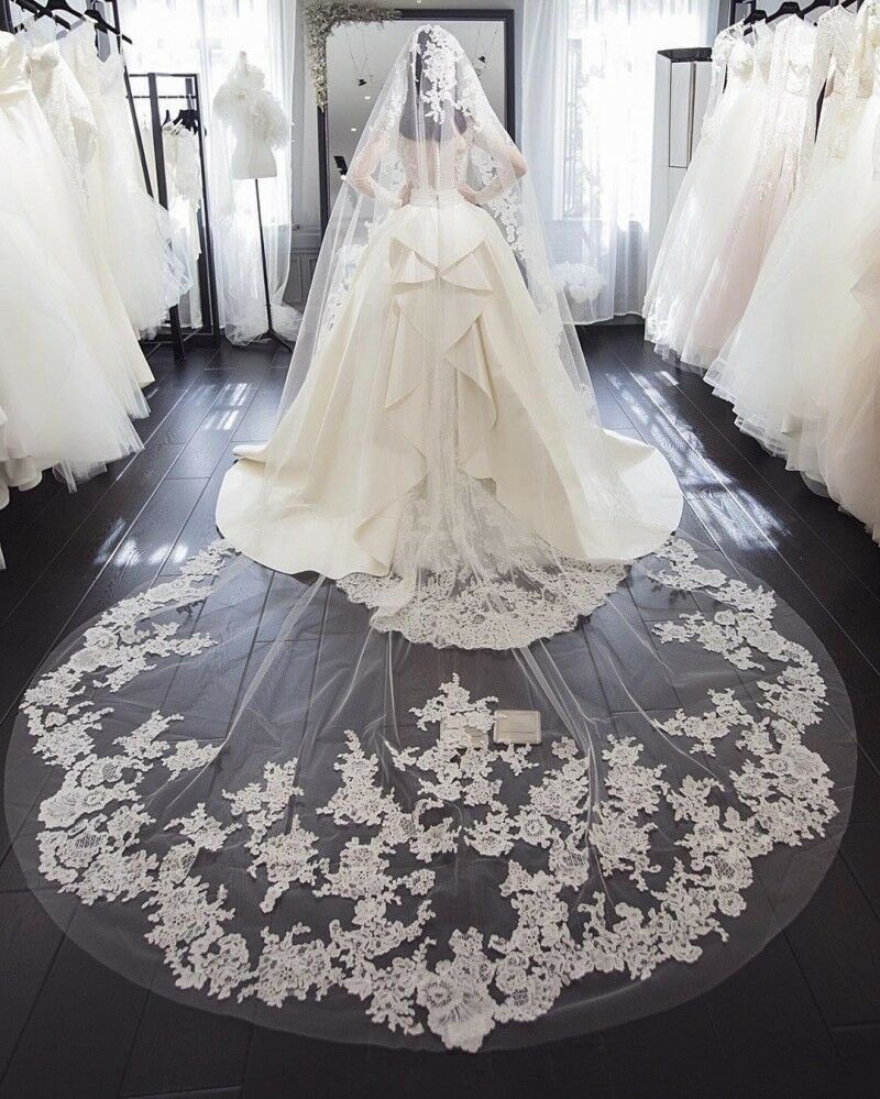 

2019 Best Selling 3M Wedding Veils Long Cathedral Length White Ivory Bridal Veils with Comb Veu De Noiva Longo Cover Face Wedding Veil