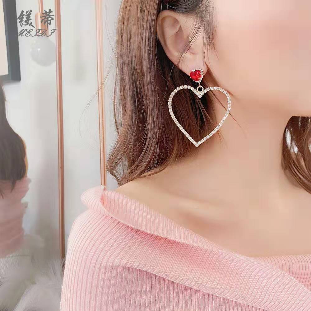 

Wholesale- dangle earrings for women fashion golden silver crystal ruby chandelier earring gift for girlfriend western hot sale jewelry