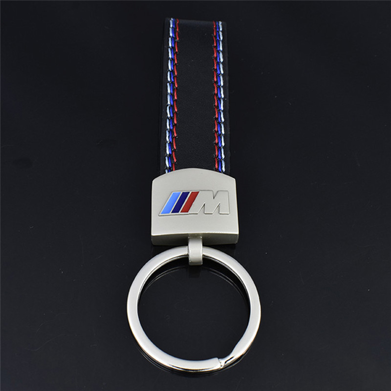 Fashoin Metal+Leather Car Keychain Key Chain Key Ring Keyring For BMW M