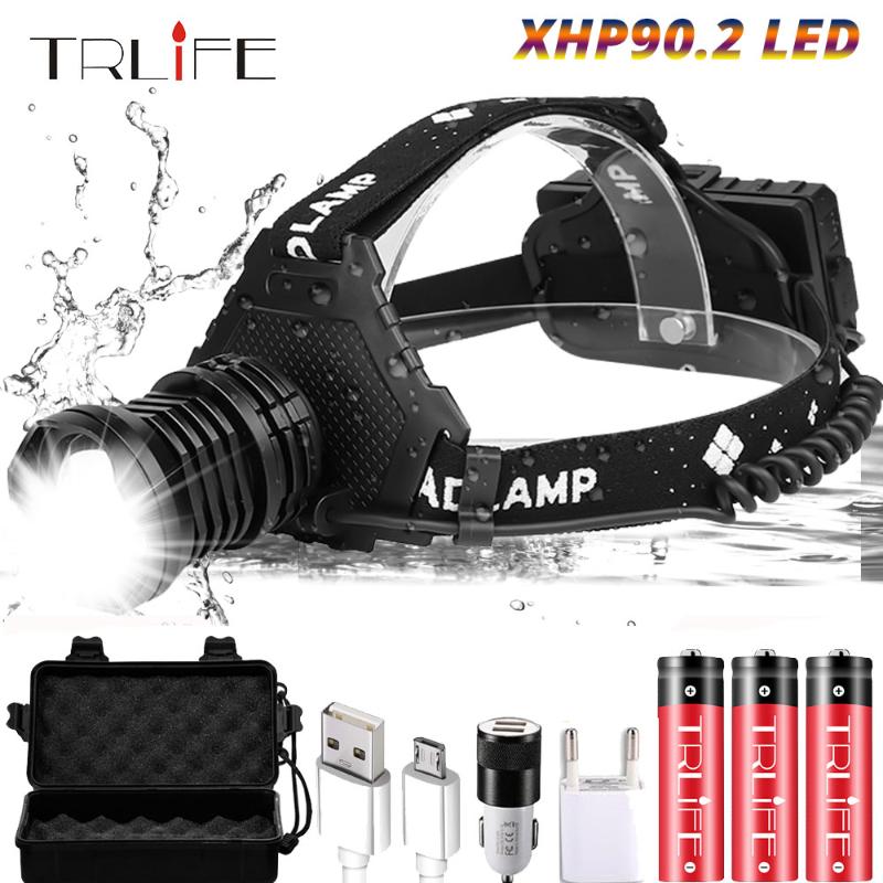 

XHP90.2 Led headlamp Headlight the most powerful 40W 8000LUMS XHP50 head lamp zoom power bank 7800mAh 18650 battery for Camping