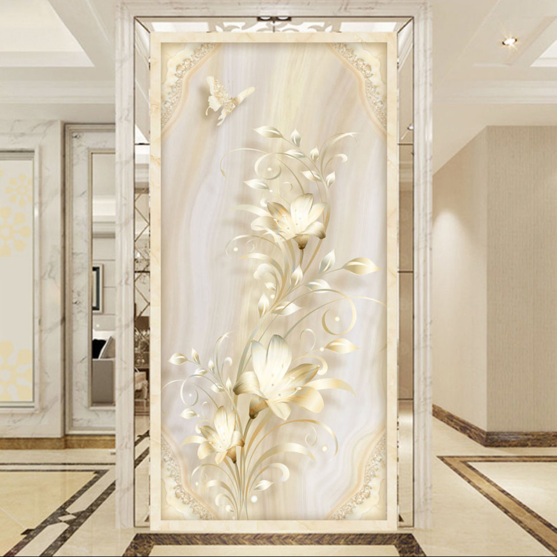 

Custom Mural Wall Paper 3D Stereoscopic Relief Flower Butterfly Living Room Entrance Corridor Decor Wall Murals Photo Wallpaper, As pic