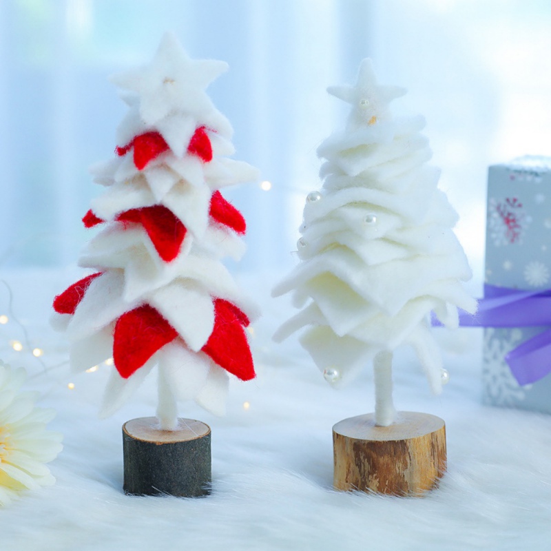 

Handmade Desktop Christmas Tree Pendants Pearl Wool Felt Christmas Decoration for Home Kids Gift drop ornaments