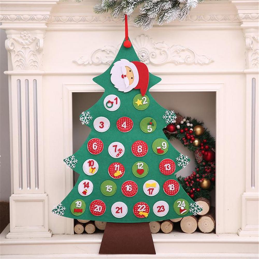

Christmas Tree Advent Calendar With Ornaments Countdown Xmas Tree Gift Party Hanging Decorations Santa Claus Calendar #2F