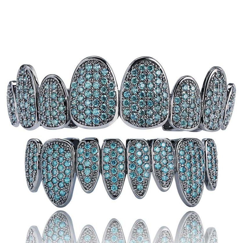 

Hip Hop Grillz Street Fashion Luxury Multicolor Bling Zircon Micro Paved Teeth Braces Wholesale 18K Gold Plated Dental Grills LP028