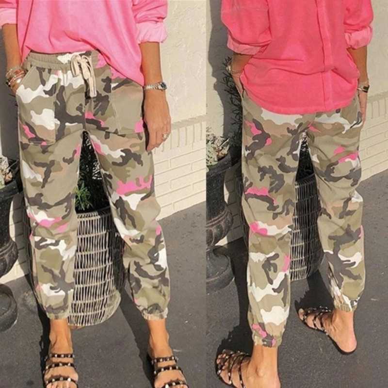 

Women' High Waist Camo Cargo Trousers Pants Outdoor Army Combat Camouflage Sports Autumn Pants Streetwear, Pink