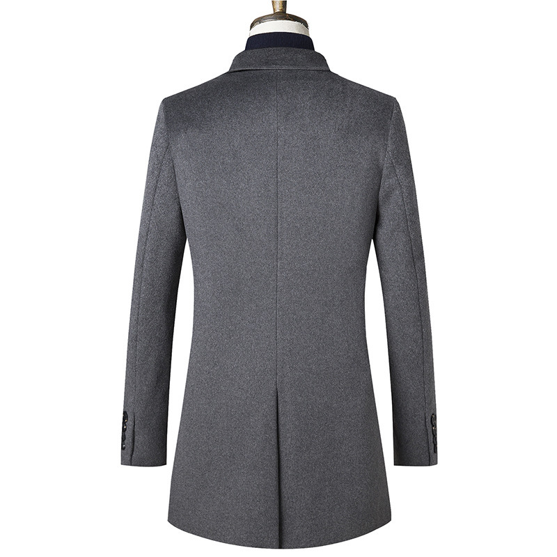 

new arrival faahion Winter Men Woolen Coat Thickening Long Casual Turn-down Collar Double Breasted Thick Overcoat size -3XL, Black