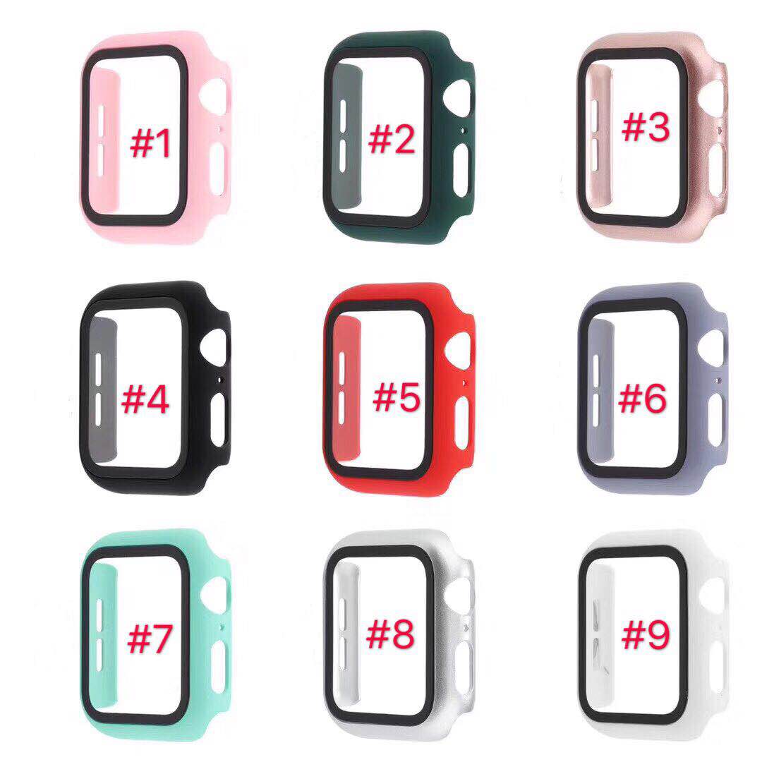

360 Full Cover Tempered Glass for iWatch 44mm 38mm 42mm 40mm Series 5 4 3 2 1 Curved Edge Frame Screen Protector with retail box package, Mixed colors