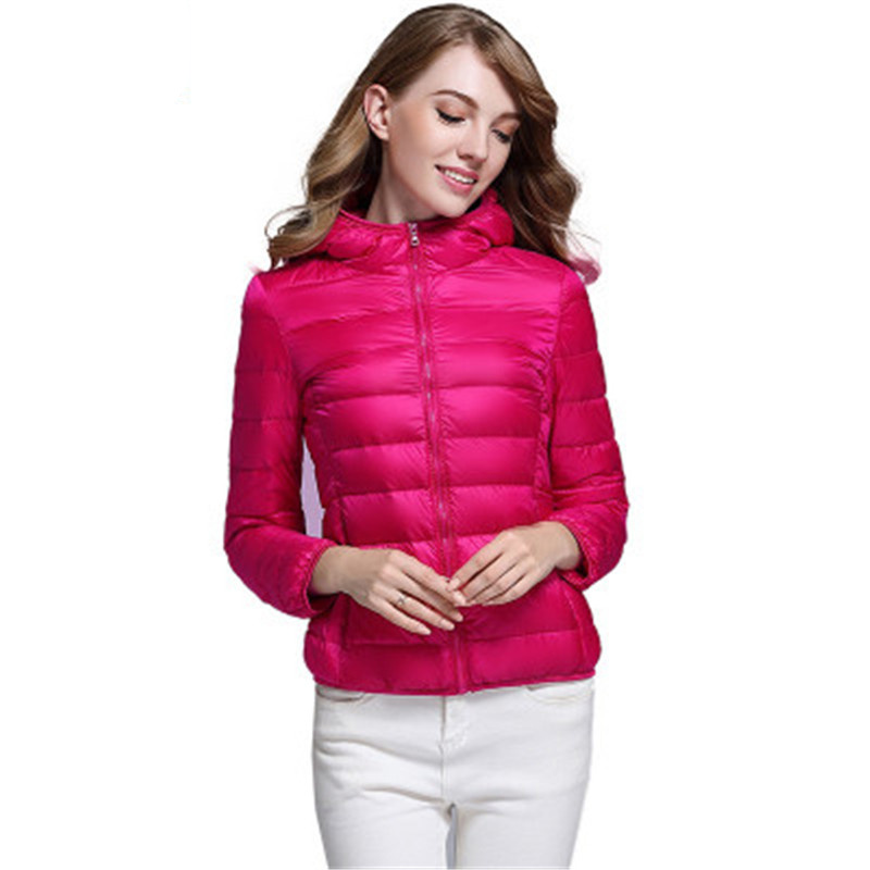 

Winter Fashion Women' Candy Color Slim Casual Hooded Ladies Down Jacket 90% White Duck Down Warm Lightweight Women' Short, 8703