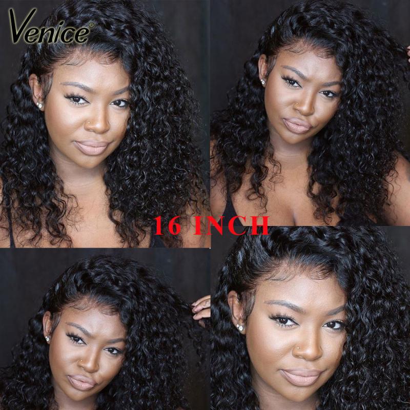 

Venice Hair 13x6 Lace Front Human Hair Wig Lace Frontal Wig For Black Women Curly Human Medium Length Remy Cheap, Black;brown