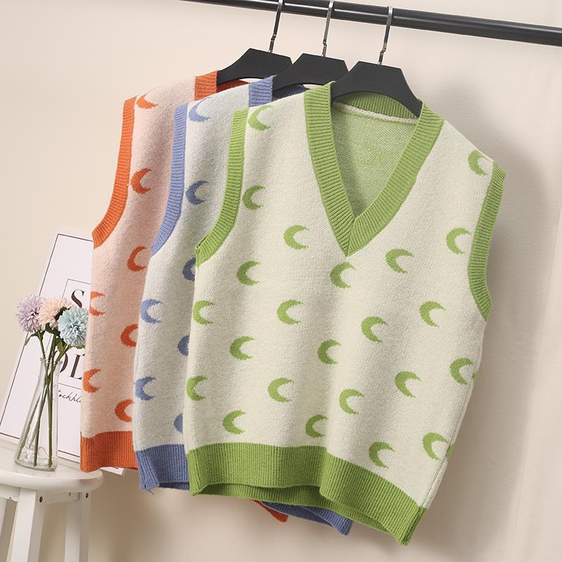 

2020 Vests Women Harajuku Kpop School Student Panelled Knitting Lovely Preppy Style Cute Streetwear Vintage Women Pullovers A60, Green