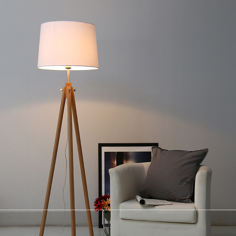 2019 Modern Nordic Wooden Floor Lamps Wood Fabric Lampshade Tripod Standing Lamp For Living Room Bedroom Indoor Home Lighting Fixture From