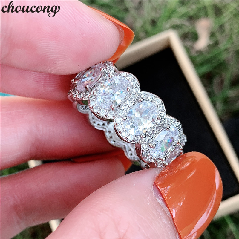 

Wedding Rings Choucong Stunning Eternity Promise Ring 925 Sterling Silver Oval Cz Engagement Band For Women Party Jewelry