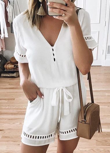 

Summer Jumpsuit Bandage Plus Size XXXL 4XL 5XL Beach Rompers Women Outfit Short Overalls White Black Combishort Femme Ete 2020