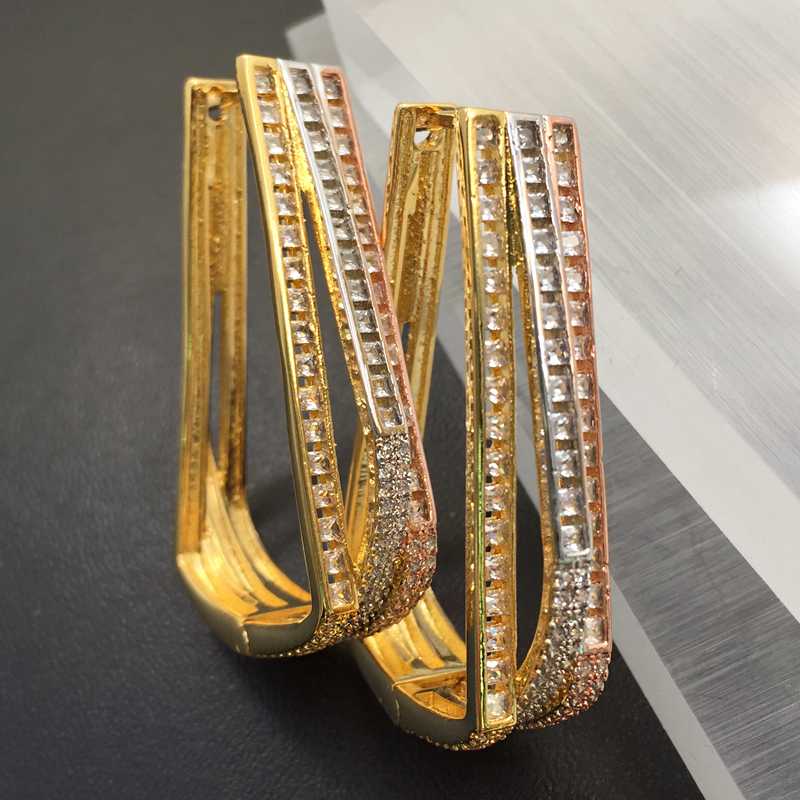 

Hoop & Huggie Lanyika Fashion Jewelry Irregular Abstract Big Ear Loops Micro Plated Wedding Banquet Earrings Romantic Bridal Daily Gift