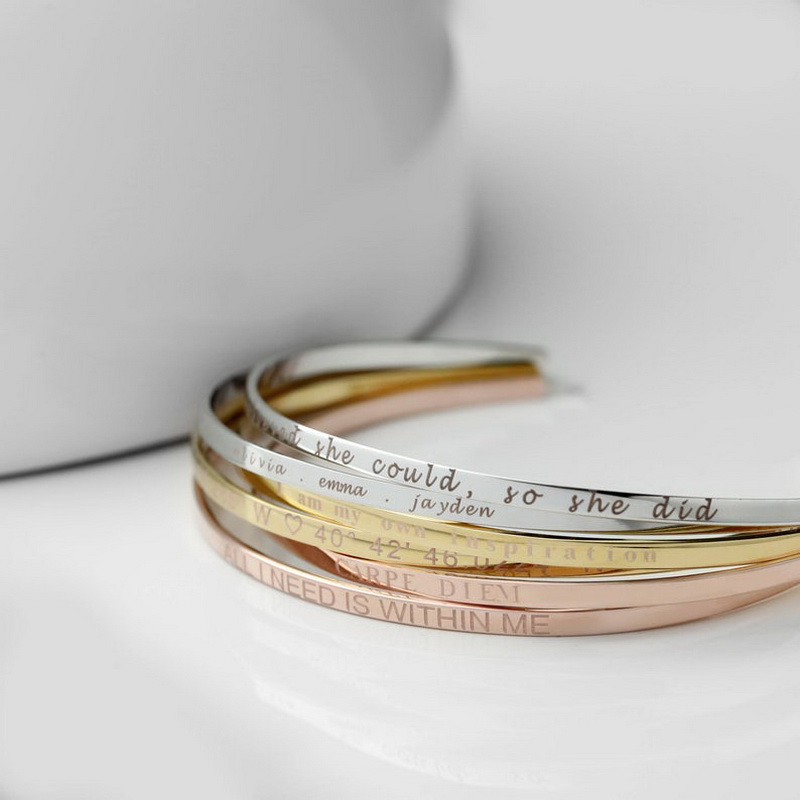 De mujer personalizado mantener follando va Brazalete Pulsera carta Grabado Brazalete Regalos