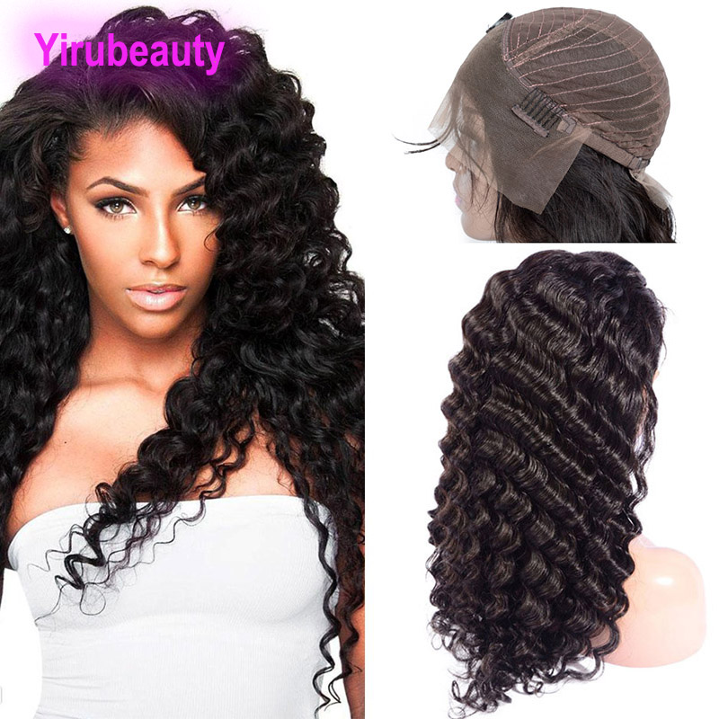 

Brazilian Virgin Hair Lace Front Wigs Deep Wave Pre Plucked Natural Hairline 10-30inch Human Hair Baby Hairs Remy Curly, Natural color