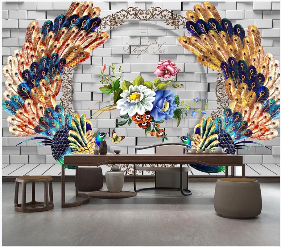 

3d wallpaper on the wall custom photo Peacock bud opening flower background home decor living room 3d wall murals wallpaper for walls 3 d, Non-woven wallpaper