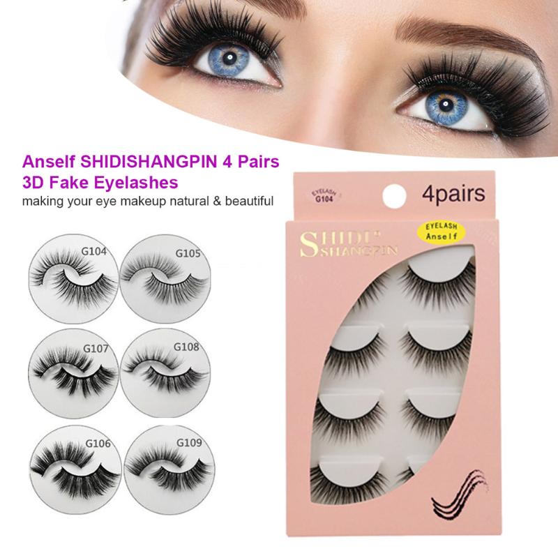 

4 Pairs 3D Fake Eyelashes False Eyelashes for Eye Makeup Natural Long Thick Eye lashes Women Eyes Beauty Make up Tool