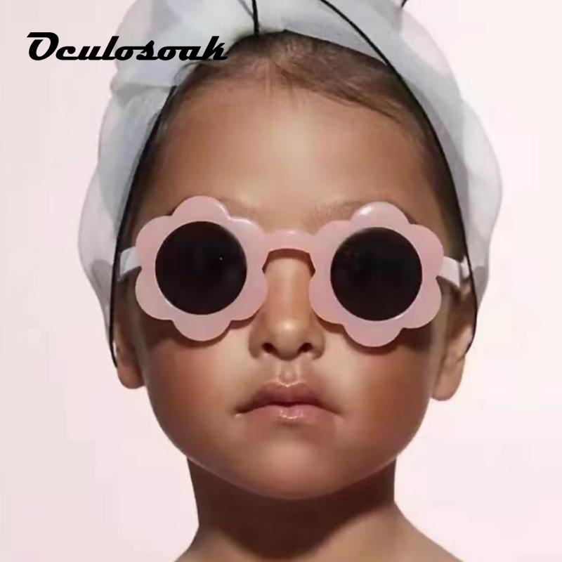 Fleurs à la mode colorées lunettes de gelée transparentes rondes lunettes de soleil pour enfants mignons Uv400 BoyGirl belles lunettes de bébé en