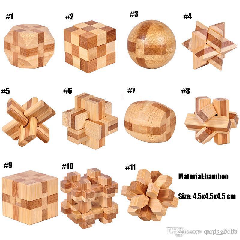 

IQ Brain Teaser Kong Ming Lock 3D Wooden Interlocking Burr Puzzles Game Toy For Adults Kids