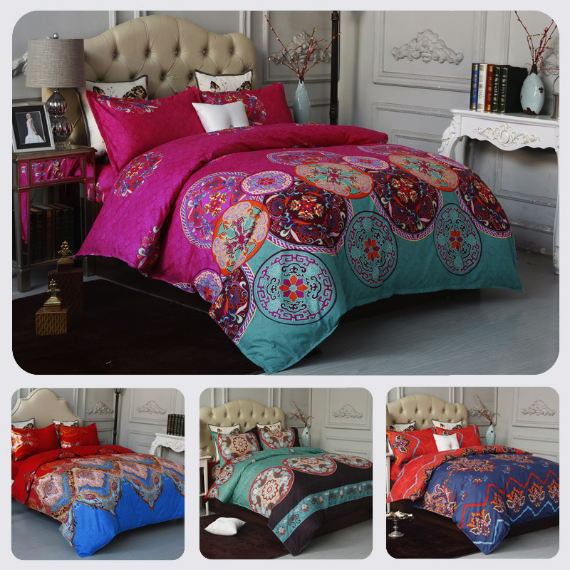 

Bohemian 3Pcs/set Printed Pattern Home Thicken Bedding Set Pillowcase Duvet Cover Sets New Ethnic Style Bedding Decoration