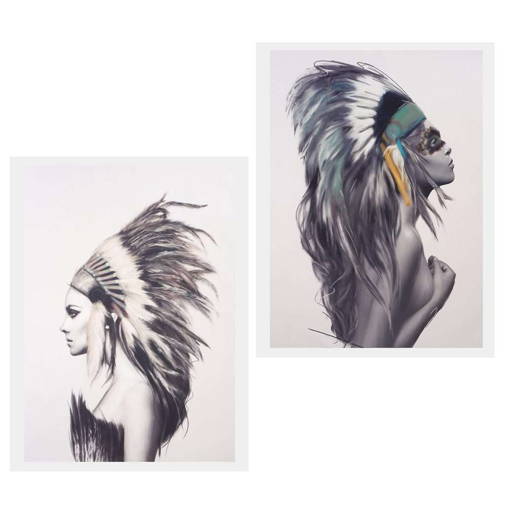 

2 panels/pack art oil painting canvas picture indian couples print - high definition poster