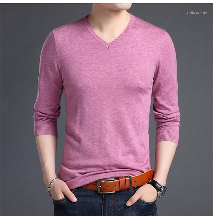 Sleeve Casual T Shirt Solid Color V Neck Mens Knitted T Shirts Spring Auttumn Men Designer Shirts Long