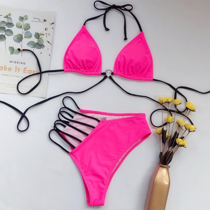 

Sexy hollow High Waist Bikini push up 2020 Swimwear Women Stroj kapielowy tankini bathing mujer banador Badpak dames Biquini, Leopard print
