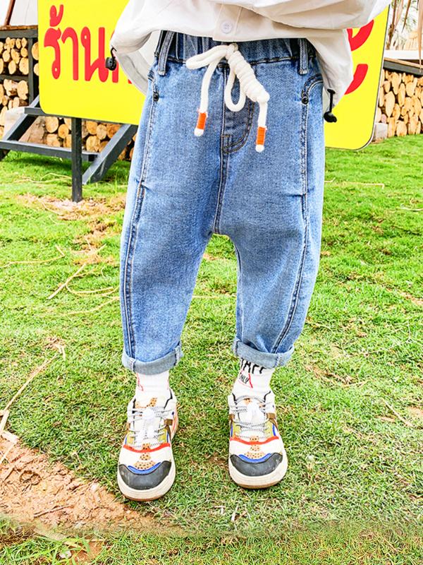 

Children's Clothing Boys Korean Version of the Jeans Tide Children Autumn Western Style Pants Children Baby Boy Fashion Spring, Blue