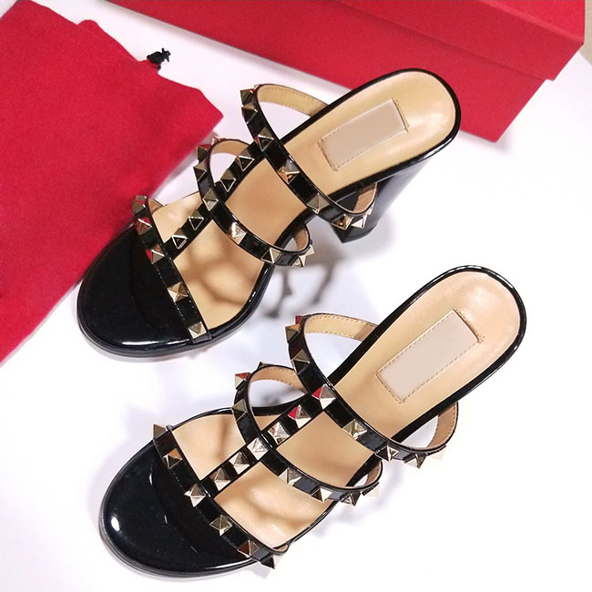 

2019 Women Pumps Wedding Shoes Woman High Heels sandal Nude Fashion Ankle Straps Rivets Shoes Sexy High Heels Bridal Shoes Size 34-41 Origi, Black