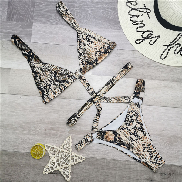 

Women's Swimwear Summer Women Leopard Print Snakeskin Pattern Siamese Sexy Bikini Cutout Multicolors European And American Wind Sli Fit Swim
