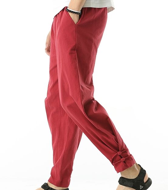 

cotton men pants loose tangkung fu martial arts trousers tai chi lay meditation bloomers haroun pants gray/green/red/gray/blue, Black